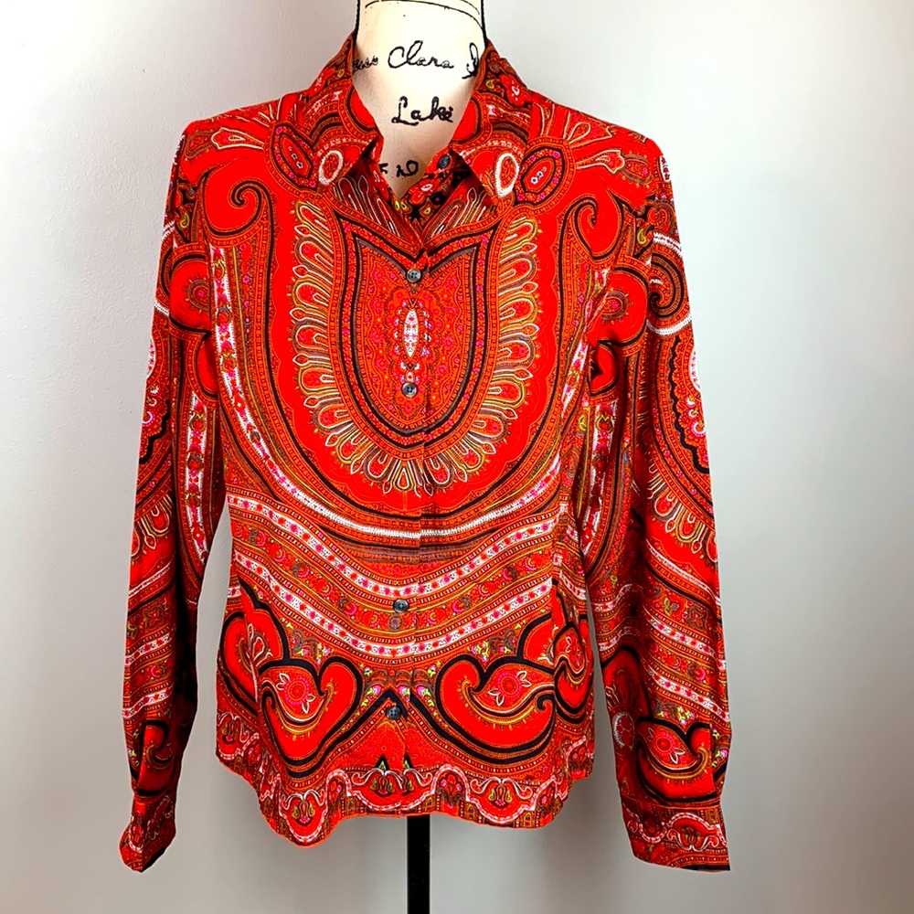 Isaac Mizrahi for Target Paisley Print Button Down Shirt NWOT - Picture 2 of 8